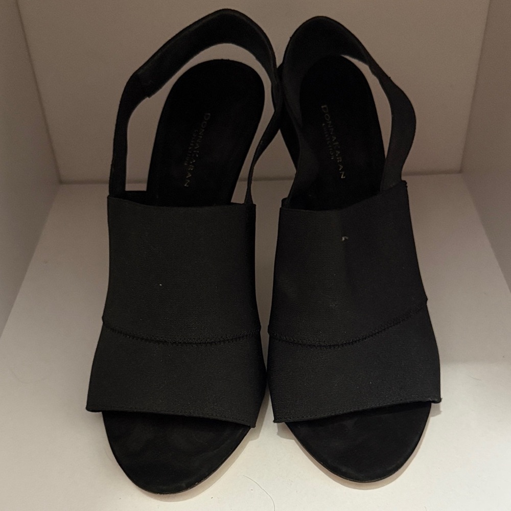 Donna Karan Black Open-Toe Heels